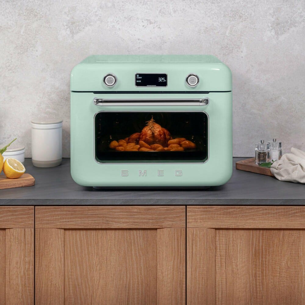 Smeg Selection COF01PGEU 50'S Style Forno combinato a vapore da appoggio cm. 50 - verde pastello lucido