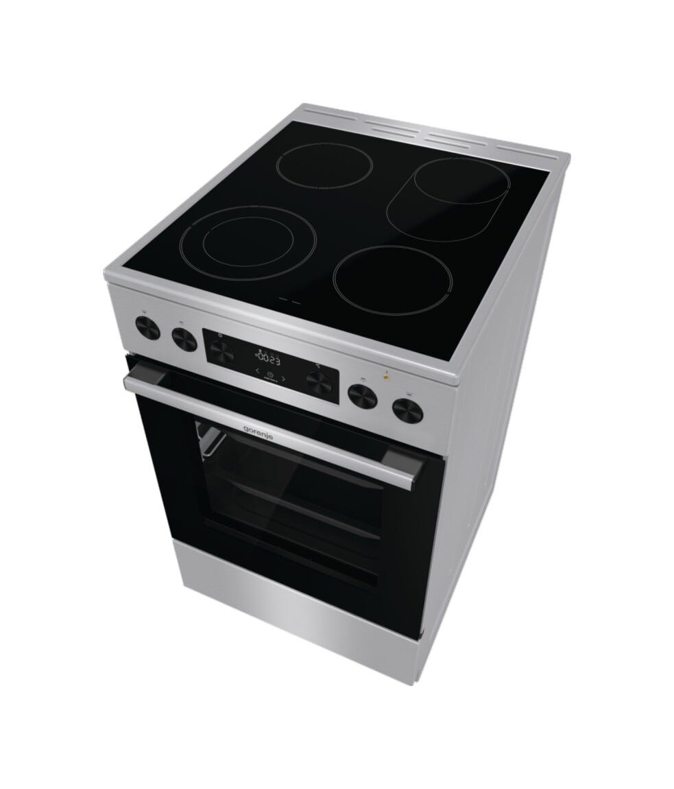 Gorenje GECS5C70XPA Cucina da accosto cm. 50 - 4 zone elettriche - 1 forno elettrico - inox/nero