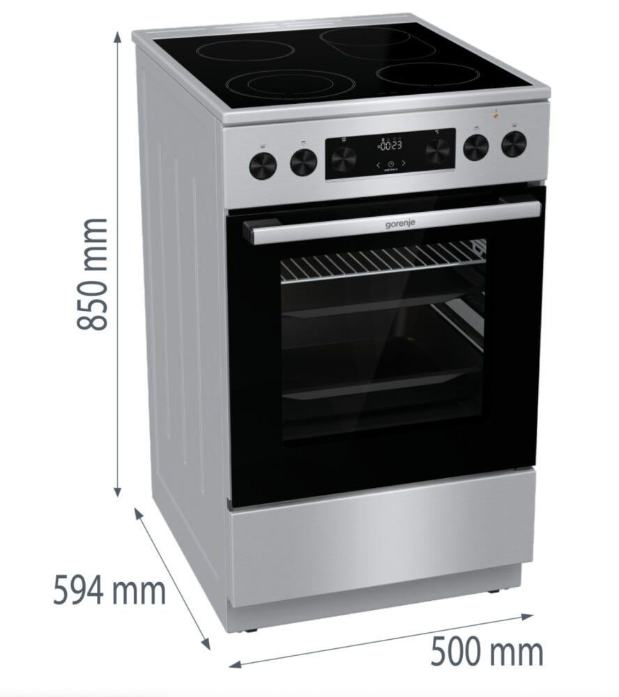 Gorenje GECS5C70XPA Cucina da accosto cm. 50 - 4 zone elettriche - 1 forno elettrico - inox/nero