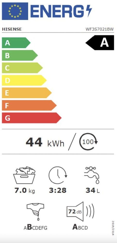 Hisense WF3S7021BW Lavatrice cm. 60 - capacità 7 kg - bianco