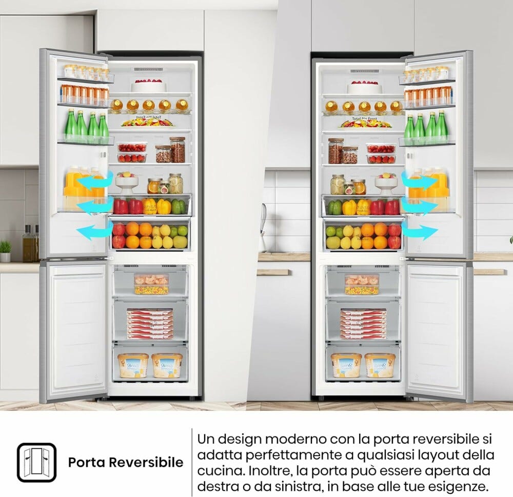 Hisense RB440N4ACA Frigorifero con congelatore a libera installazione - cm. 60 h. 202 - lt. 336 - grigio