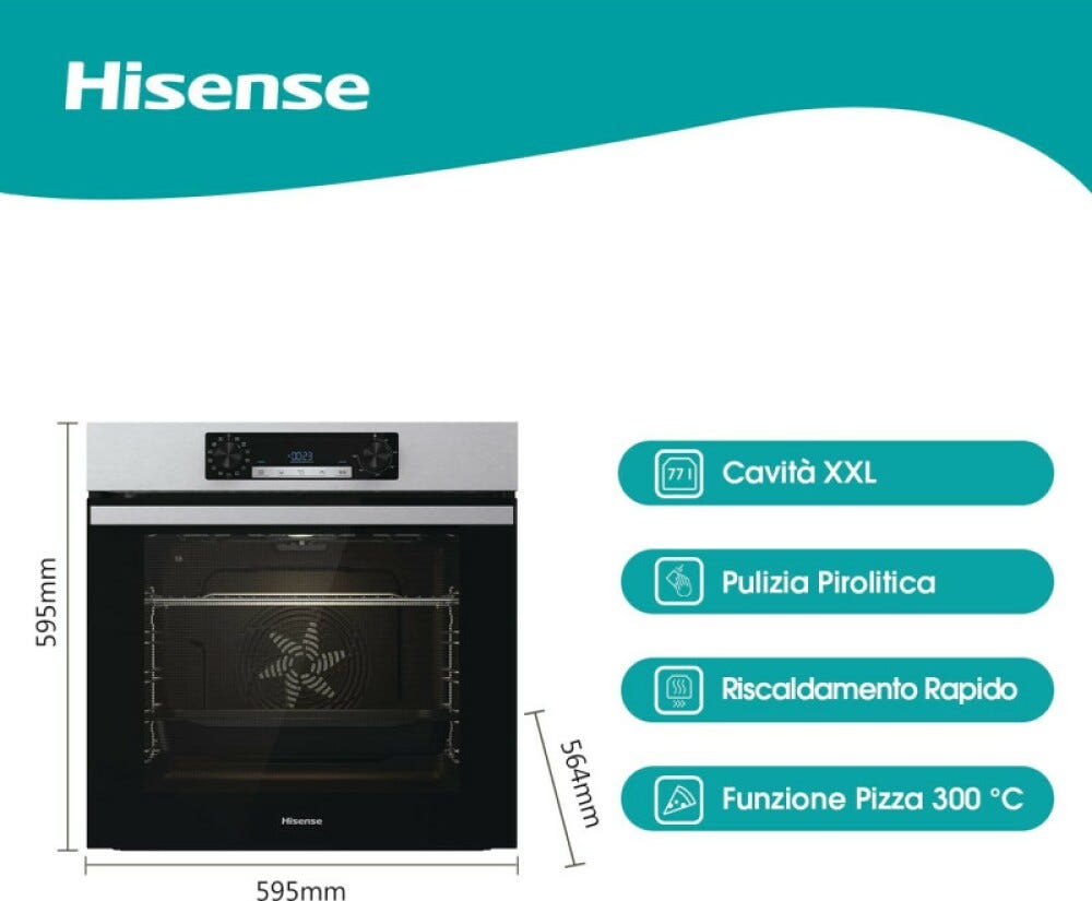 Hisense BI64211EPX Forno elettrico cm. 60 - inox/nero