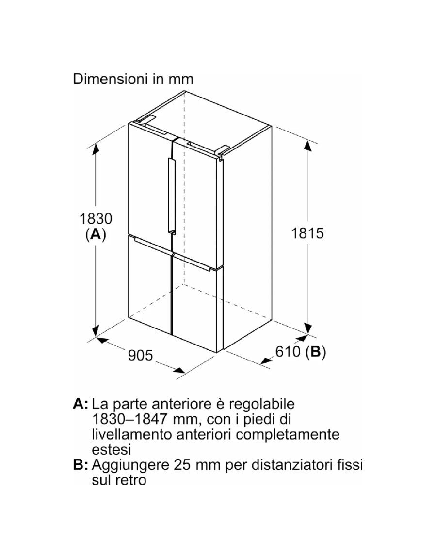 Bosch KFN96AXEA 4 Frigorifero con congelatore side by side - cm. 91 h 183 - lt. 605 - inox nero