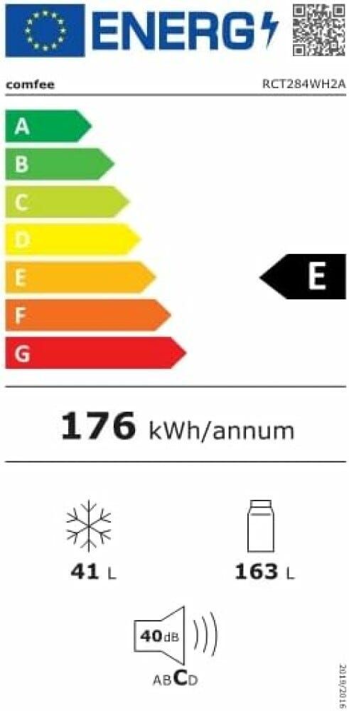 Comfee RCT284WH2A Frigorifero con congelatore a libera installazione - cm. 55 h 143 - lt. 204 - bianco