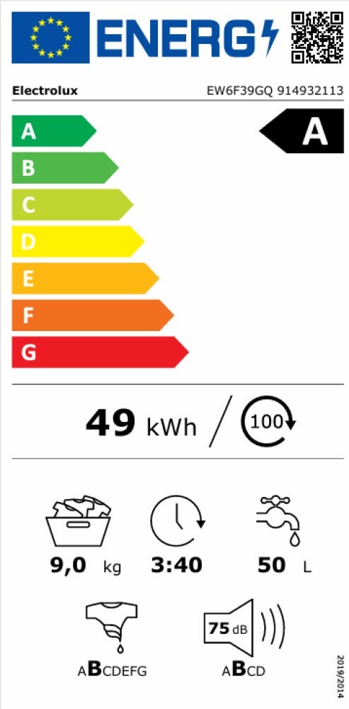 Electrolux EW6F39GQ serie 600 SensiCare Lavatrice cm. 60 - capacità 9 kg - bianco