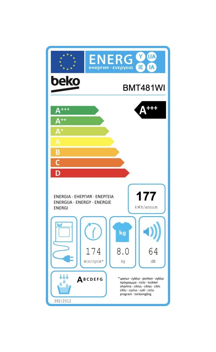 Beko BMT481WI b300 Asciugatrice cm. 60 - capacità 8 kg - bianco