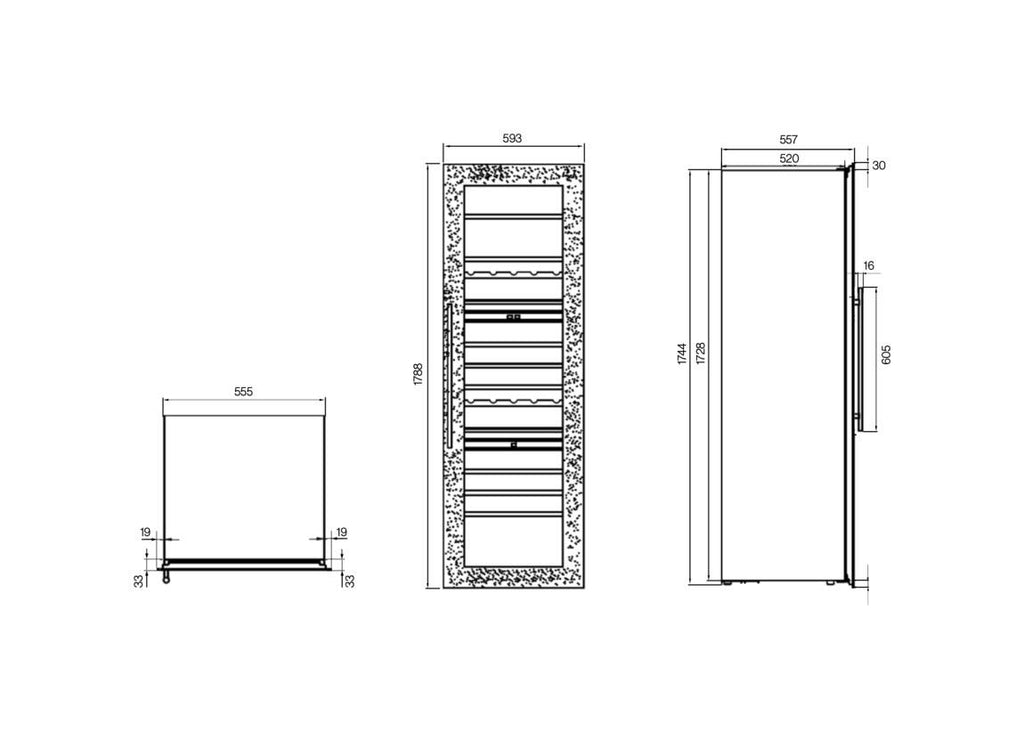 IP Industrie JG 108-6 ATV Easy Cantina vini da incasso cm. 56 h. 175 - 89 bottiglie - nero