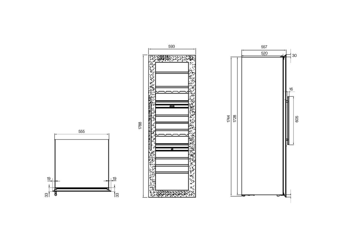 IP Industrie JG 108-6 ATV Easy Cantina vini da incasso cm. 56 h. 175 - 89 bottiglie - nero