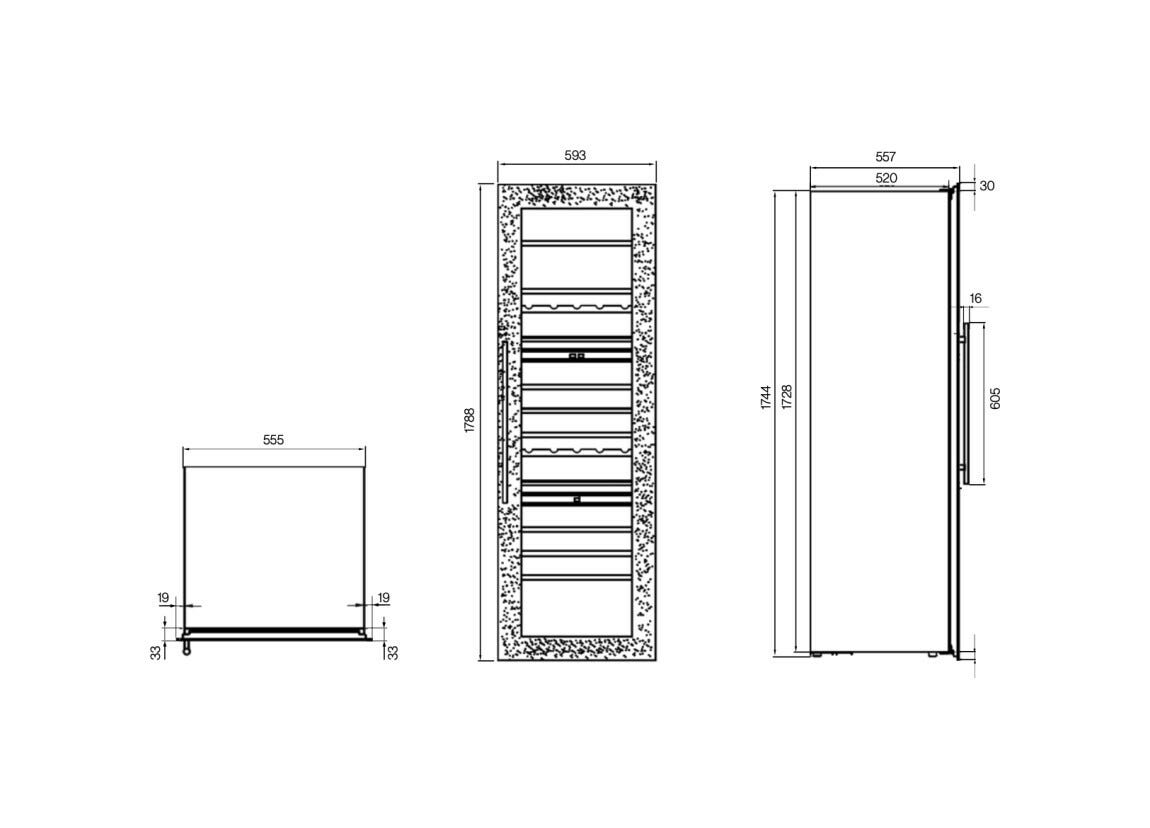 IP Industrie JG 108-6 ATX Easy Cantina vini da incasso cm. 56 h. 175 - 89 bottiglie - inox