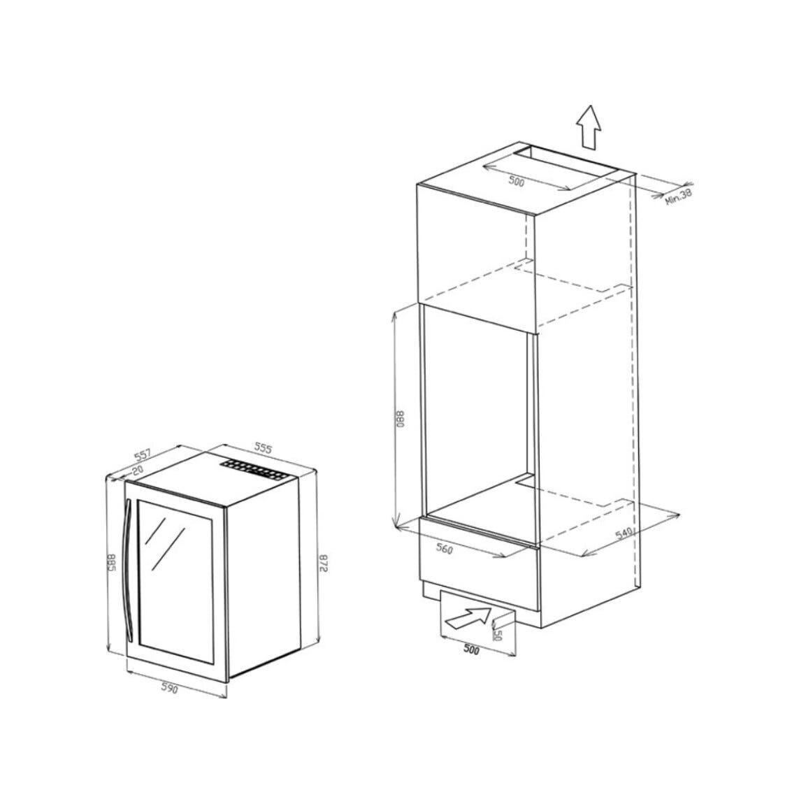 IP Industrie JG 48-6 ADV Easy Cantina vini da incasso cm. 56 h. 87 - 42 bottiglie - nero