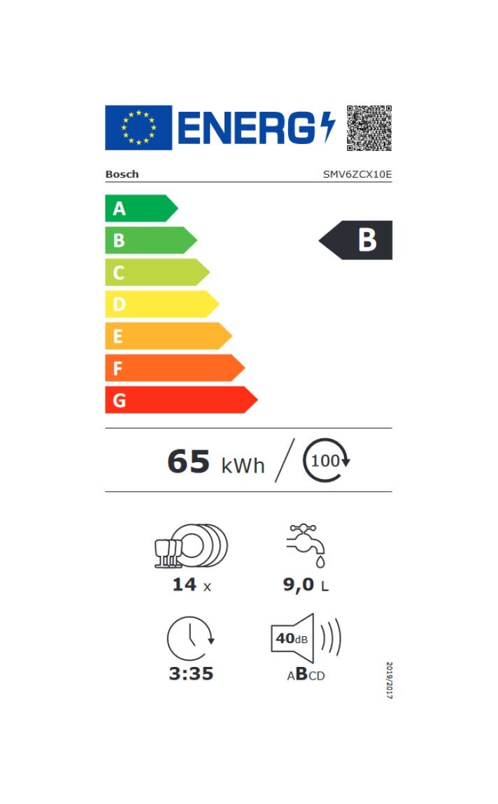 Bosch SMV6ZCX10E 6 Lavastoviglie integrata totale cm. 60 - 14 coperti
