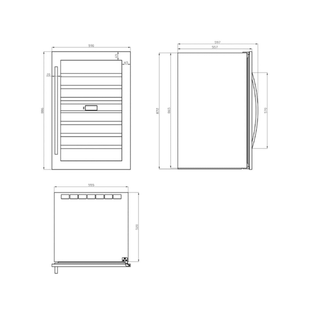 IP Industrie JG 48-6 AV Easy Cantina vini da incasso cm. 56 h. 87 - 46 bottiglie - nero