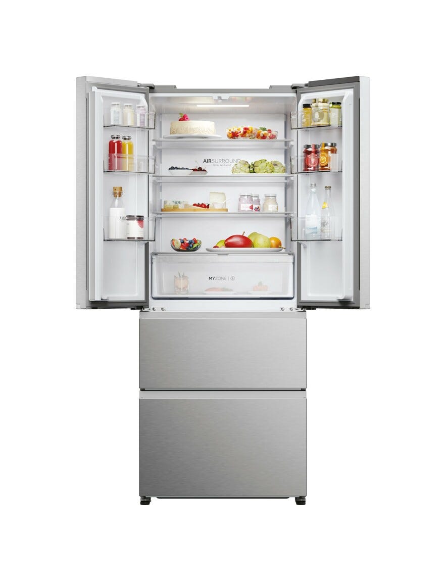 Haier HFR3718ENMM 3 Frigorifero con congelatore french door - cm. 70 h. 178 - lt. 402 - platinum inox