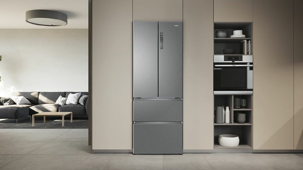 Haier HFR3718ENMM 3 Frigorifero con congelatore french door - cm. 70 h. 178 - lt. 402 - platinum inox
