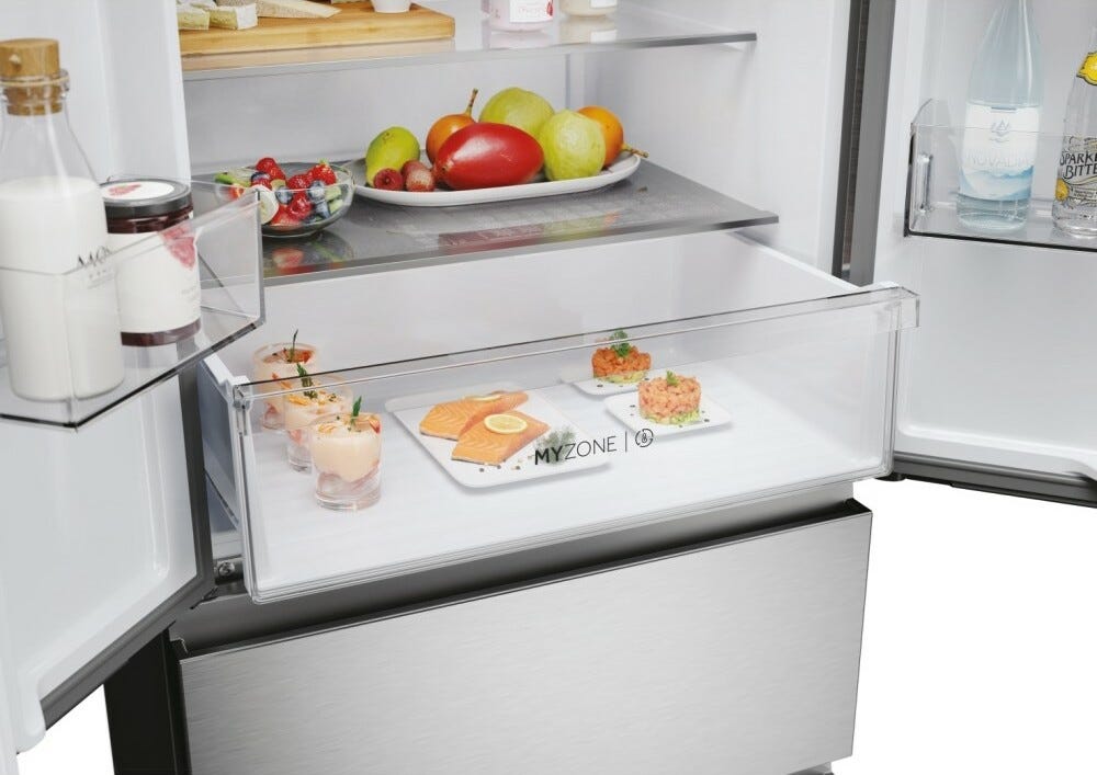 Haier HFR3718ENMM 3 Frigorifero con congelatore french door - cm. 70 h. 178 - lt. 402 - platinum inox