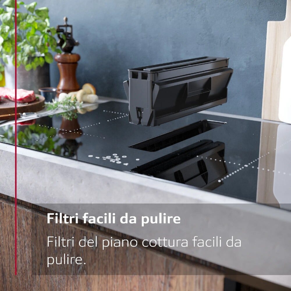 Neff V58NBS1L0 N 50 Piano cottura induzione cm. 80 con cappa integrata da 500 m3/h - vetroceramica nero