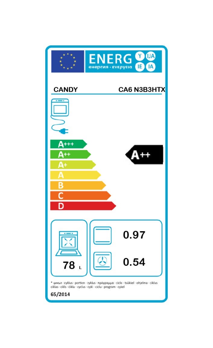 Candy CA6 N3B3HTX Bake 800 Forno elettrico multifunzione cm. 60 - inox