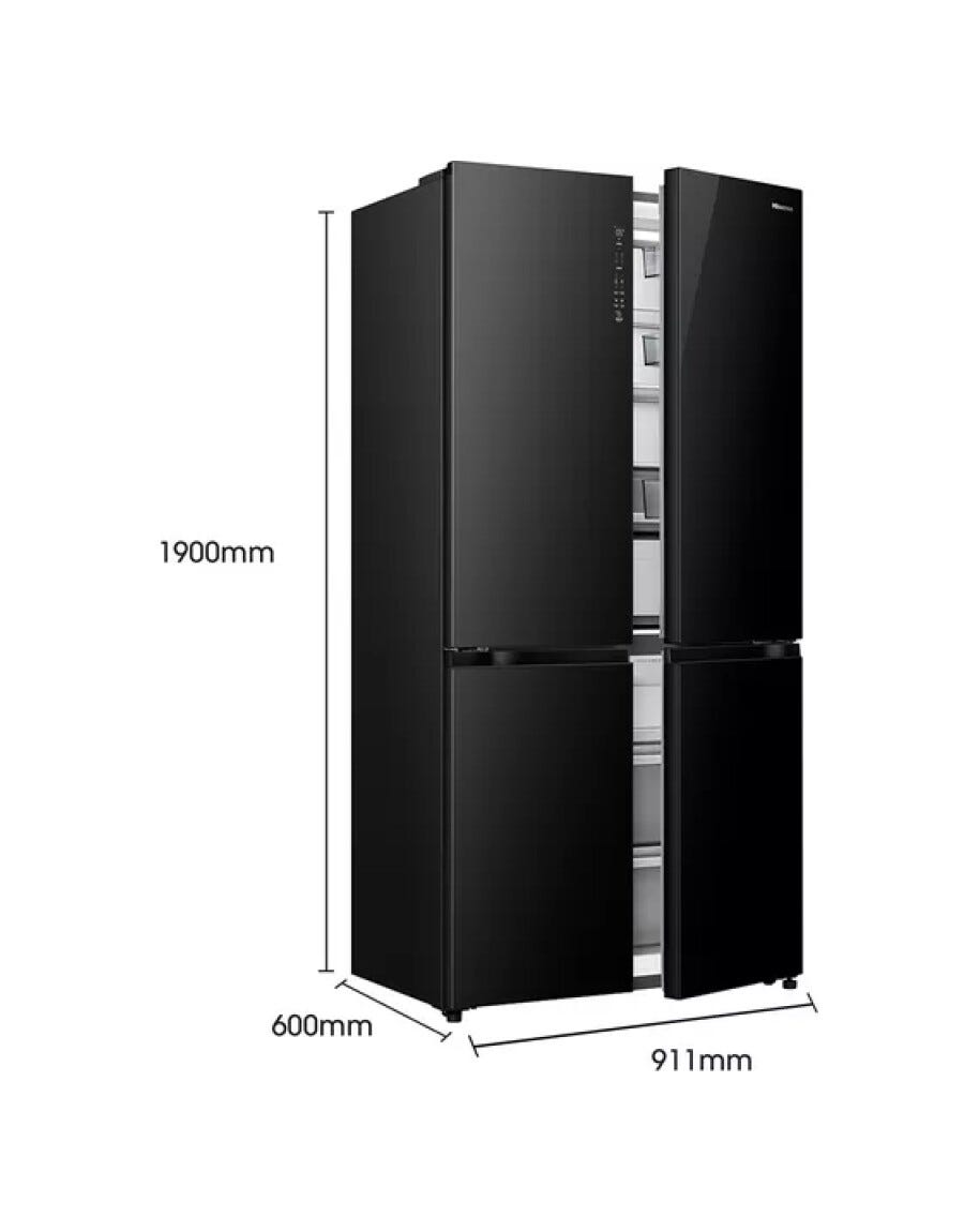 Hisense RQ768N4GBE Frigorifero con congelatore side by side - cm.91 h.190 - lt. 591 - Black Glass