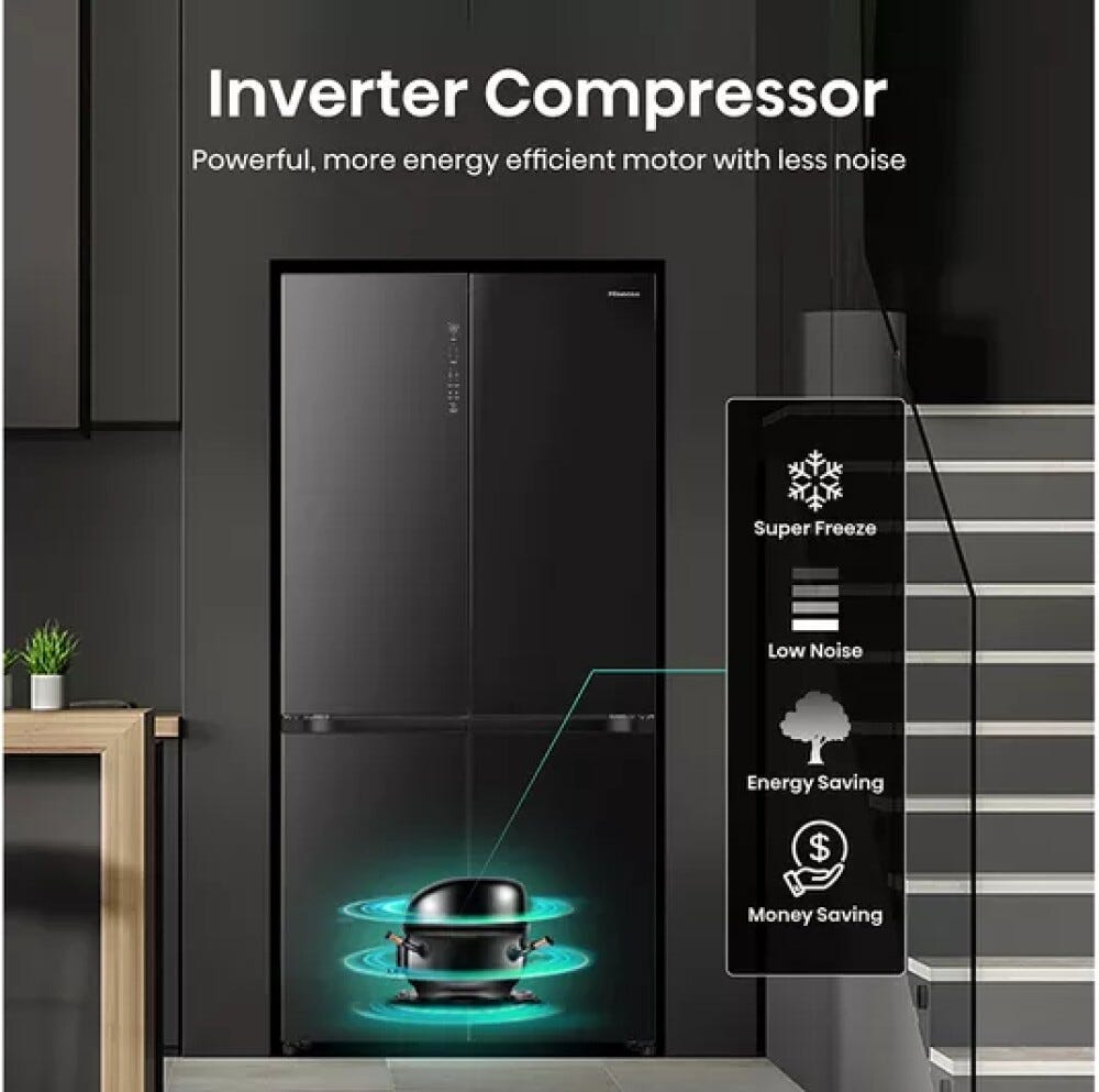 Hisense RQ768N4GBE Frigorifero con congelatore side by side - cm.91 h.190 - lt. 591 - Black Glass