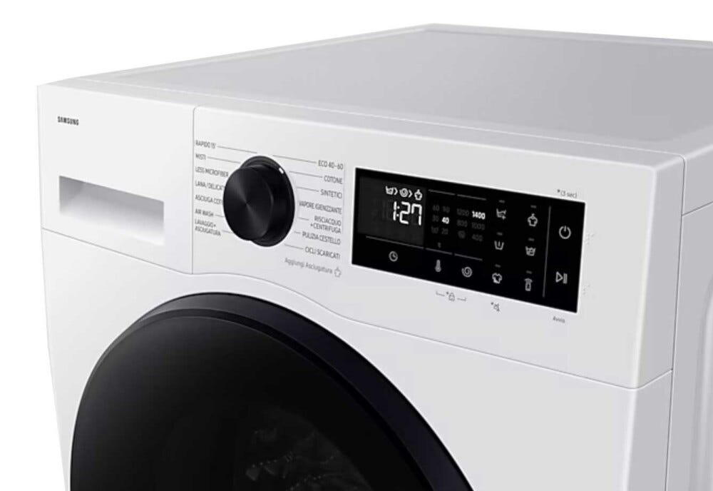 Samsung WD90DG5B15BEET Crystal Clean Lavasciuga cm. 60 - lavaggio 9 kg - asciugatura 6 kg - bianco/nero