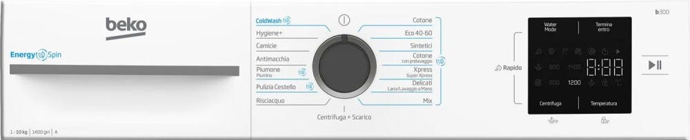 Beko BMWU31041A b300 Lavatrice 10 kg, classe A, 1400 giri, motore inverter, tecnologia EnergySpin e vapore SteamCure™