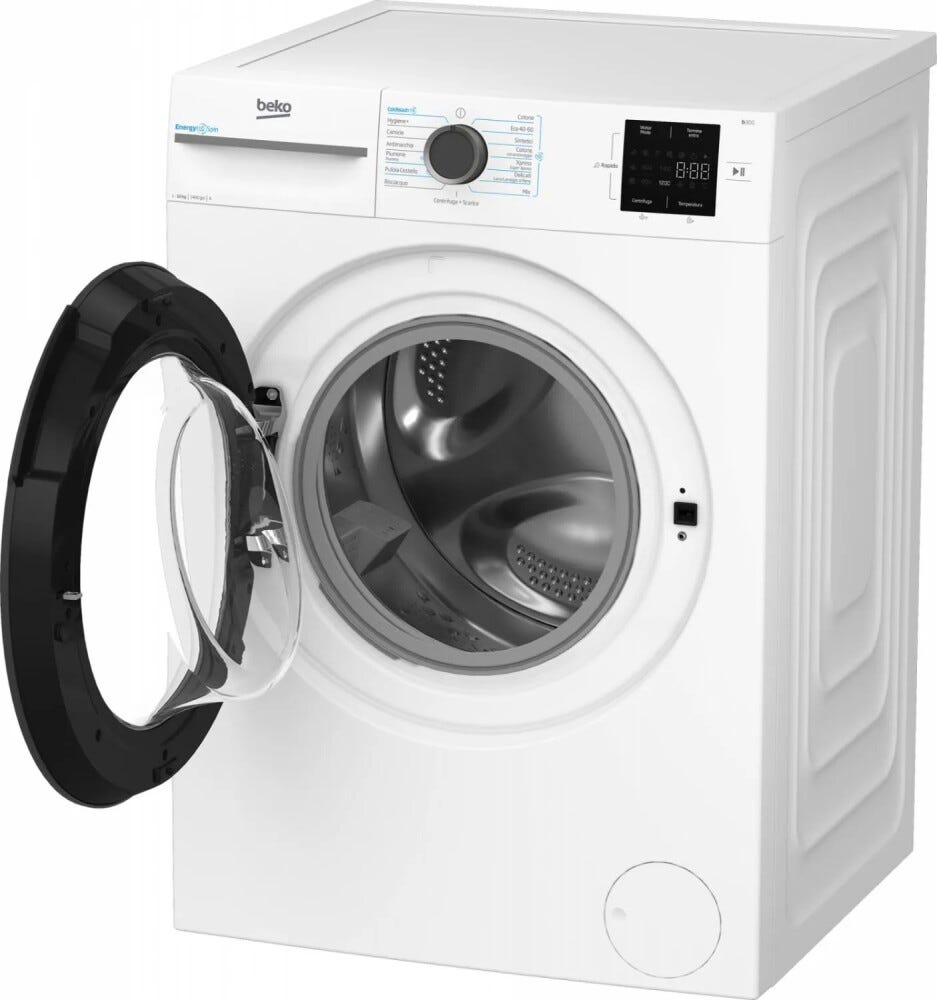 Beko BMWU31041A b300 Lavatrice 10 kg, classe A, 1400 giri, motore inverter, tecnologia EnergySpin e vapore SteamCure™