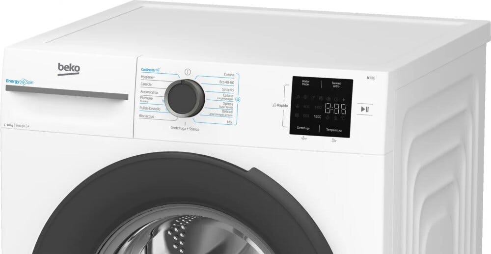 Beko BMWU31041A b300 Lavatrice 10 kg, classe A, 1400 giri, motore inverter, tecnologia EnergySpin e vapore SteamCure™