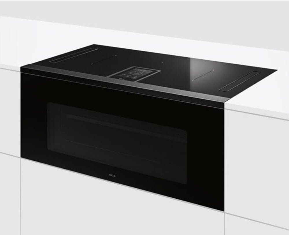 Elica LHOV COMBISTEAM BL/A/90 Piano cottura induzione cm. 90, cappa integrata + forno cm. 90 - vetro nero/alluminio