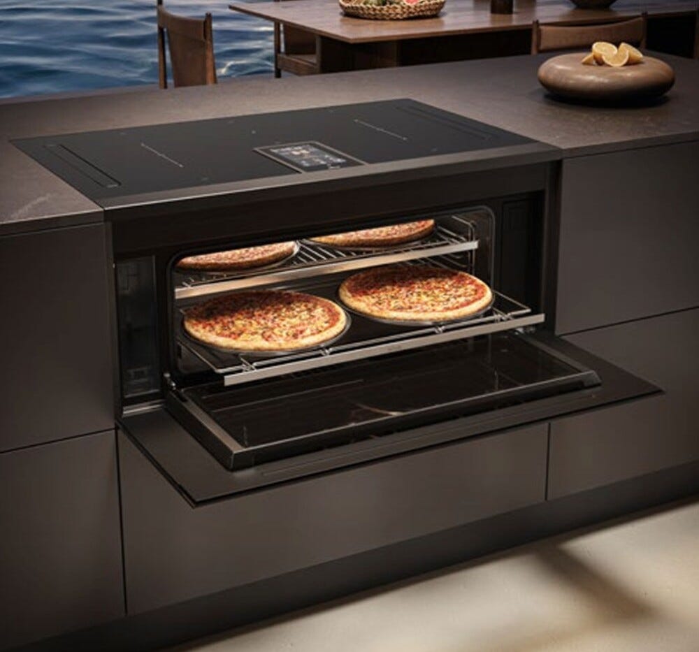 Elica LHOV COMBISTEAM BL/A/90 Piano cottura induzione cm. 90, cappa integrata + forno cm. 90 - vetro nero/alluminio