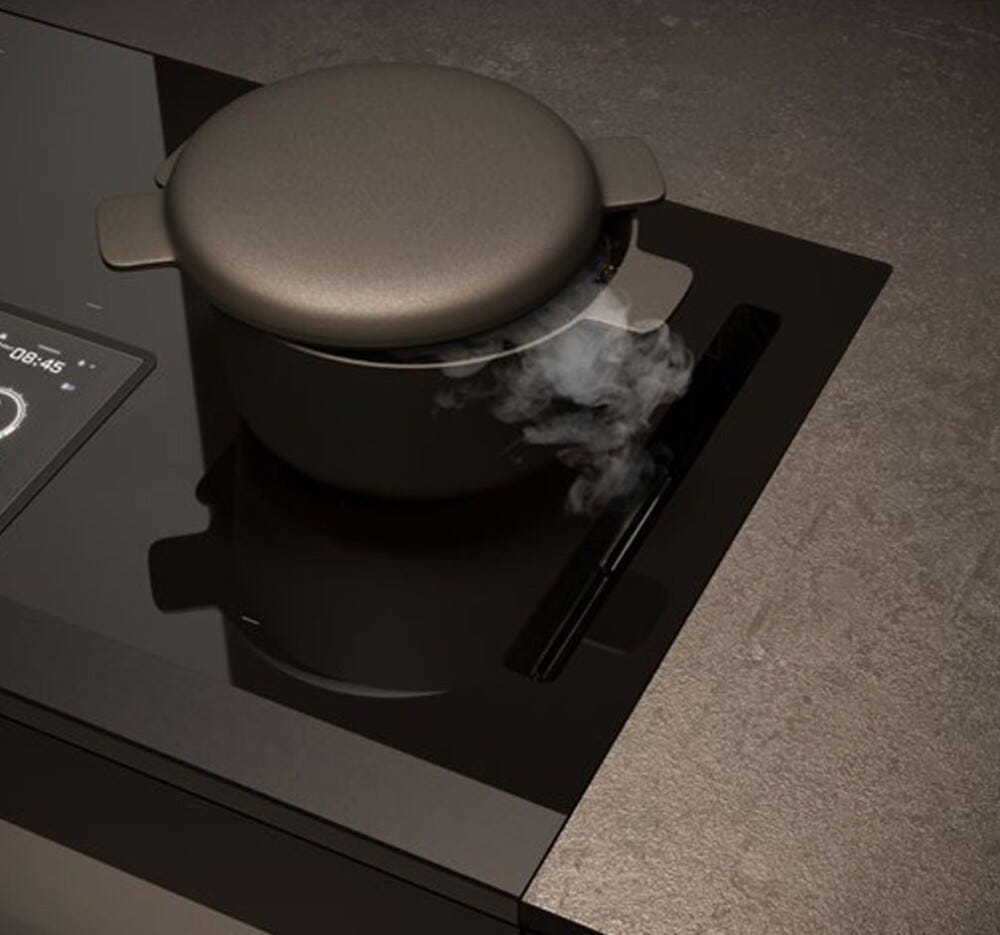 Elica LHOV COMBISTEAM BL/A/90 Piano cottura induzione cm. 90, cappa integrata + forno cm. 90 - vetro nero/alluminio