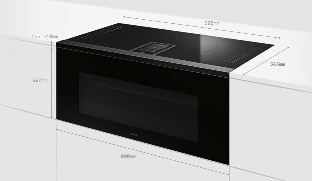 Elica LHOV COMBISTEAM BL/A/90 Piano cottura induzione cm. 90, cappa integrata + forno cm. 90 - vetro nero/alluminio