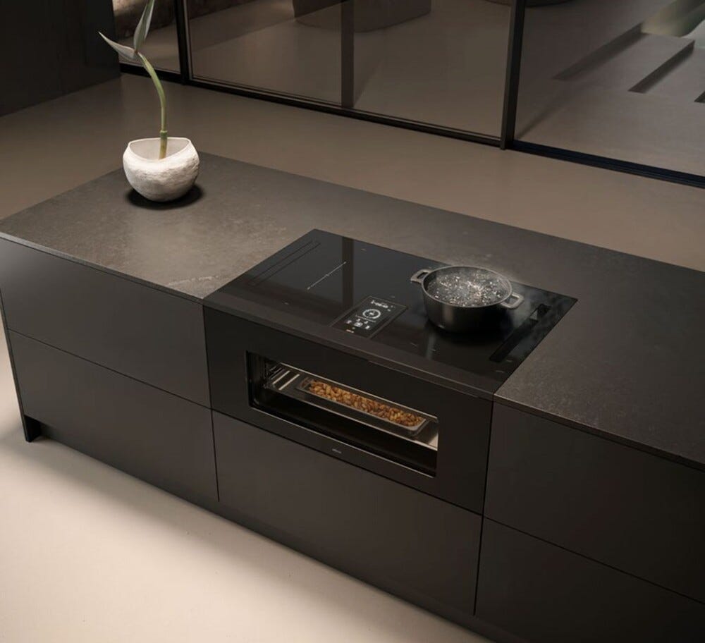 Elica LHOV COMBISTEAM BL/A/90 Piano cottura induzione cm. 90, cappa integrata + forno cm. 90 - vetro nero/alluminio