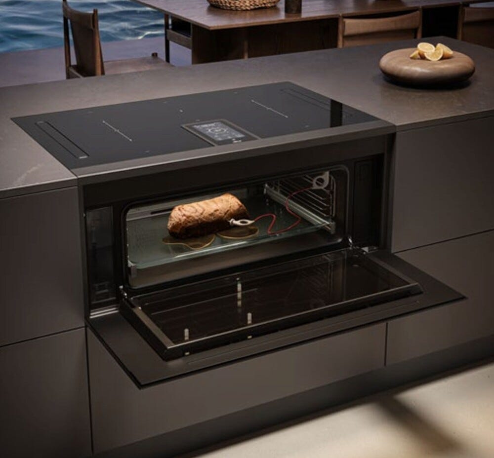 Elica LHOV COMBISTEAM BL/A/90 Piano cottura induzione cm. 90, cappa integrata + forno cm. 90 - vetro nero/alluminio