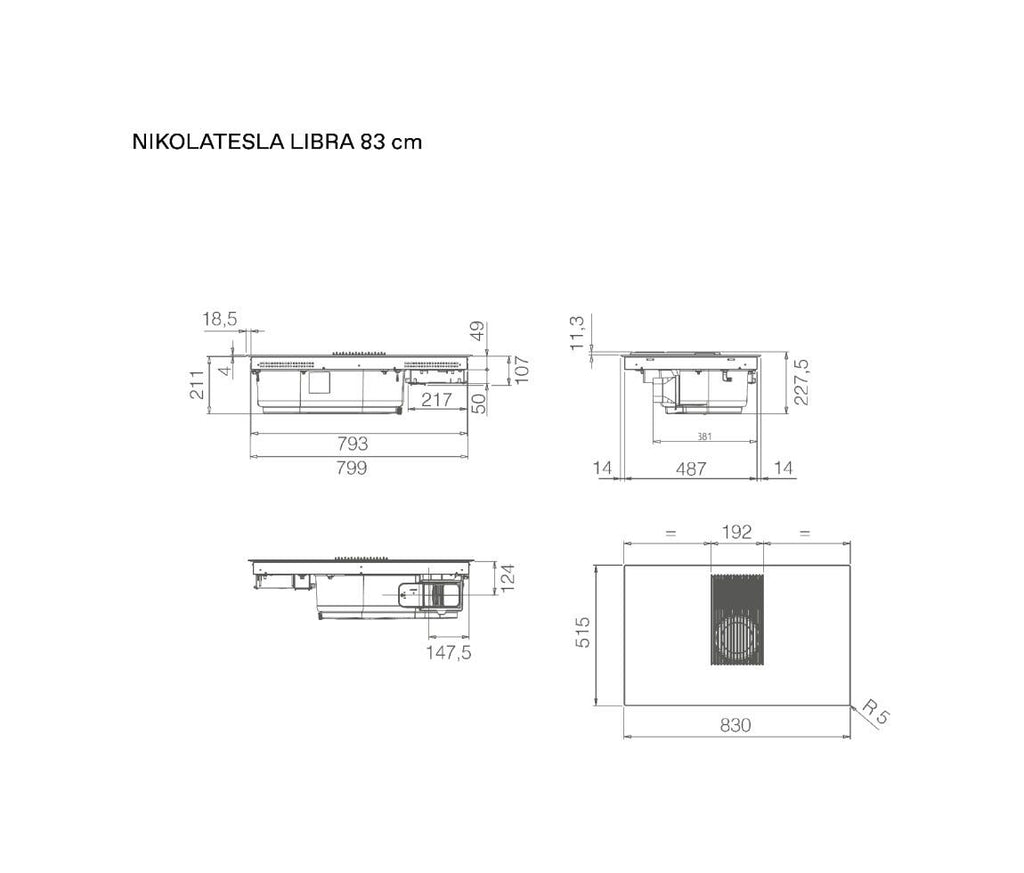 Elica NIKOLATESLA LIBRA EVO BL/A/83 EVO COLLECTION Piano cottura induzione cm. 83, cappa integrata, bilancia, vetro nero