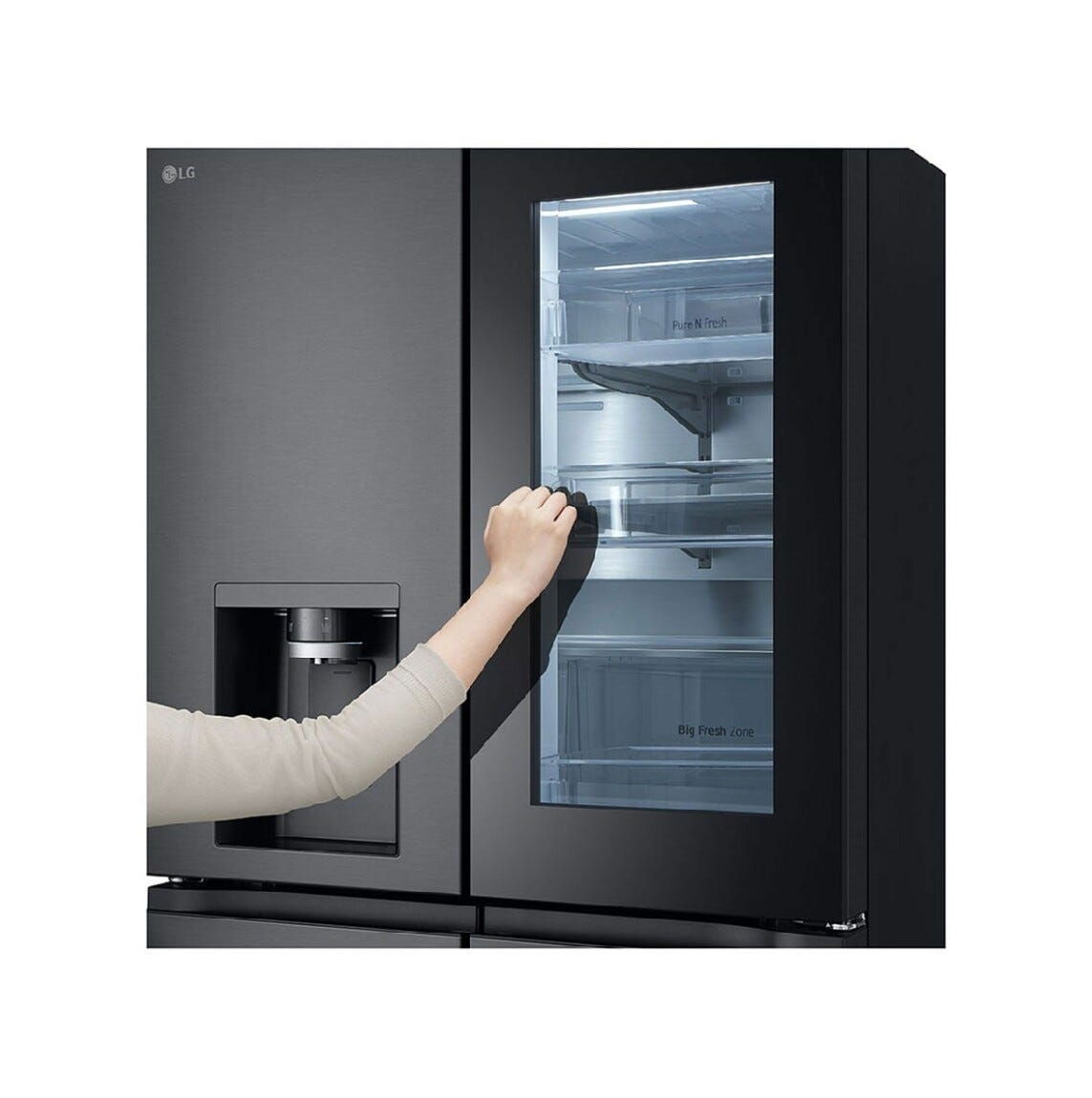 LG GMG960EVEE InstaView Frigorifero con congelatore side by side - cm. 91 h. 179 - lt. 638 - nero