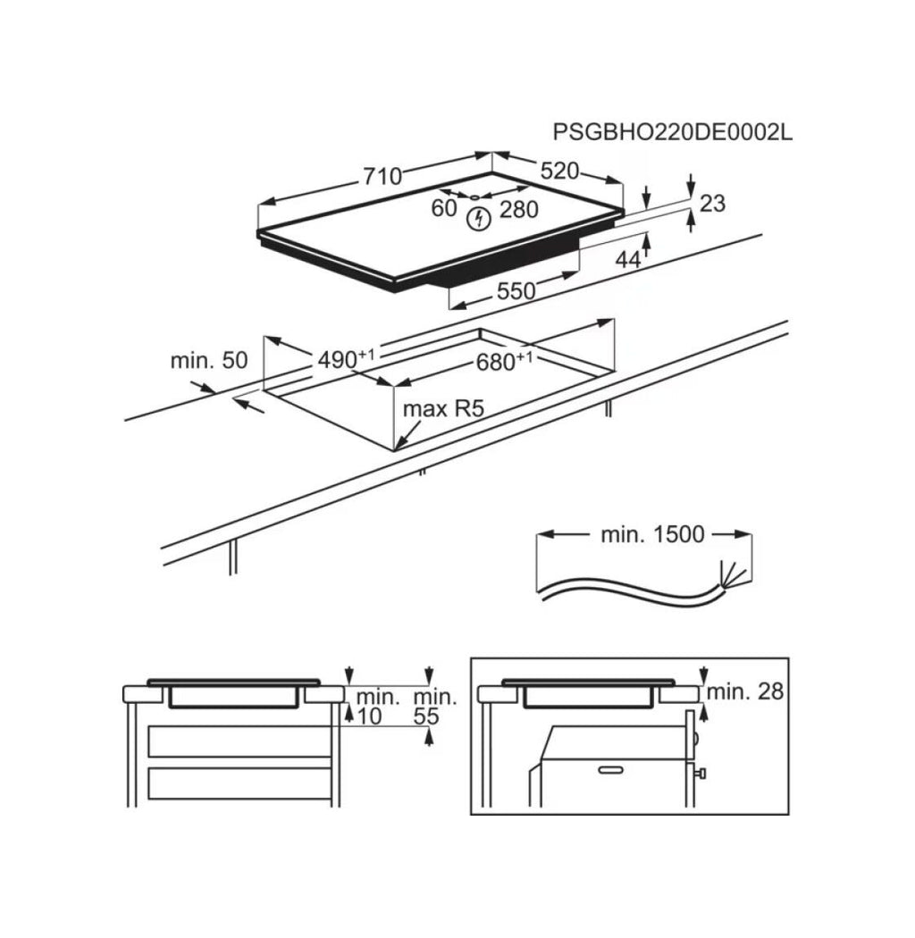 Electrolux EIS77453 Serie 800 Sense Boil Piano cottura a induzione cm. 71 - vetro nero