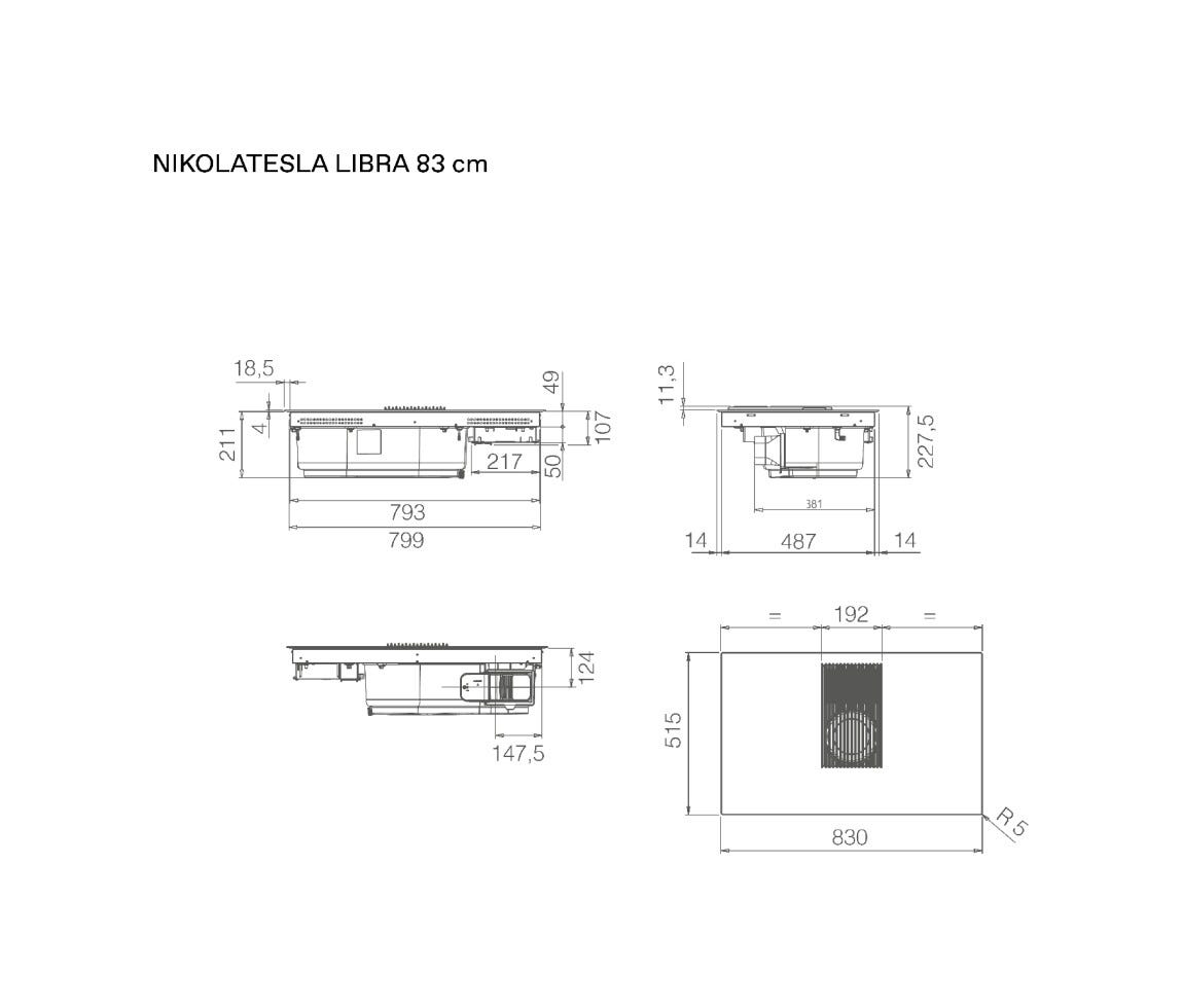 Elica NIKOLATESLA LIBRA EVO WH/A/83 Evo Collection Piano cottura induzione cm. 83, cappa integrata, bilancia, vetro bianco