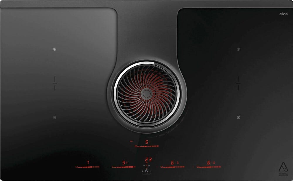 Elica NIKOLATESLA ONE HP EVO BL/A/83 EVO COLLECTION Piano cottura induzione cm. 83, cappa integrata, vetro nero