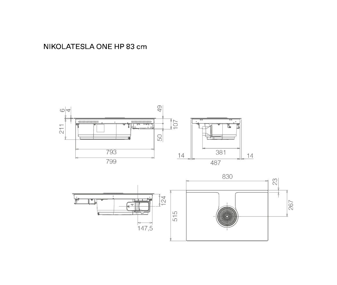 Elica NIKOLATESLA ONE HP EVO BL/A/83 EVO COLLECTION Piano cottura induzione cm. 83, cappa integrata, vetro nero