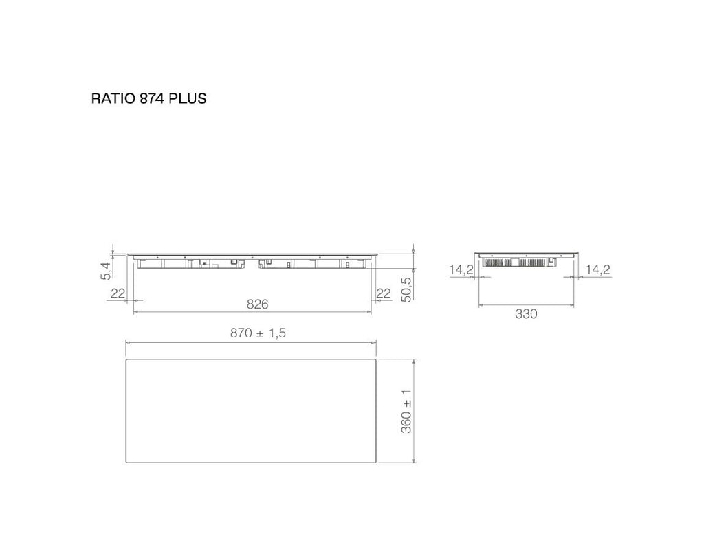 Elica RATIO 874 PLUS BL Piano cottura a induzione cm. 87, vetro nero