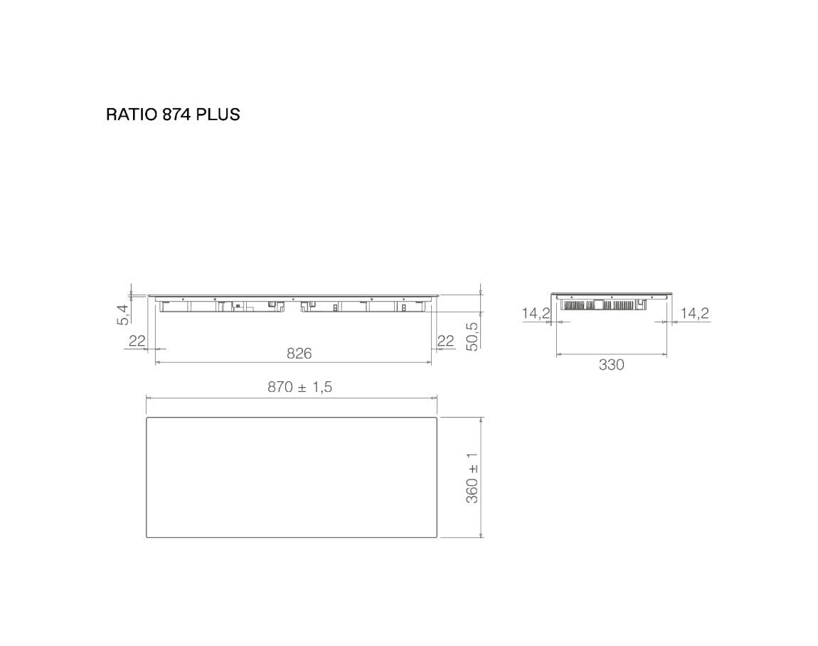 Elica RATIO 874 PLUS BL Piano cottura a induzione cm. 87, vetro nero