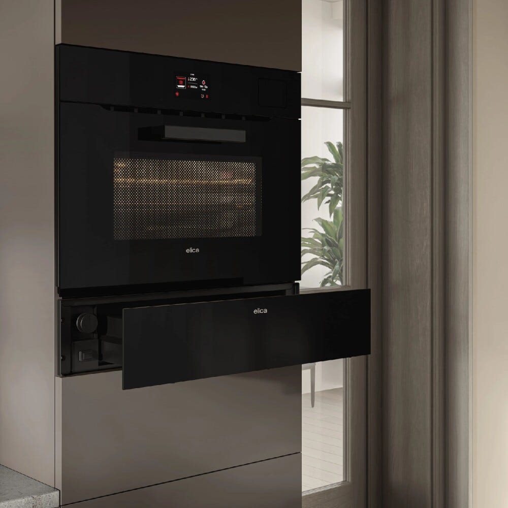 Elica VIRTUS WARM DRAWER 60 PP BL Cassetto scaldavivande cm. 60, vetro nero