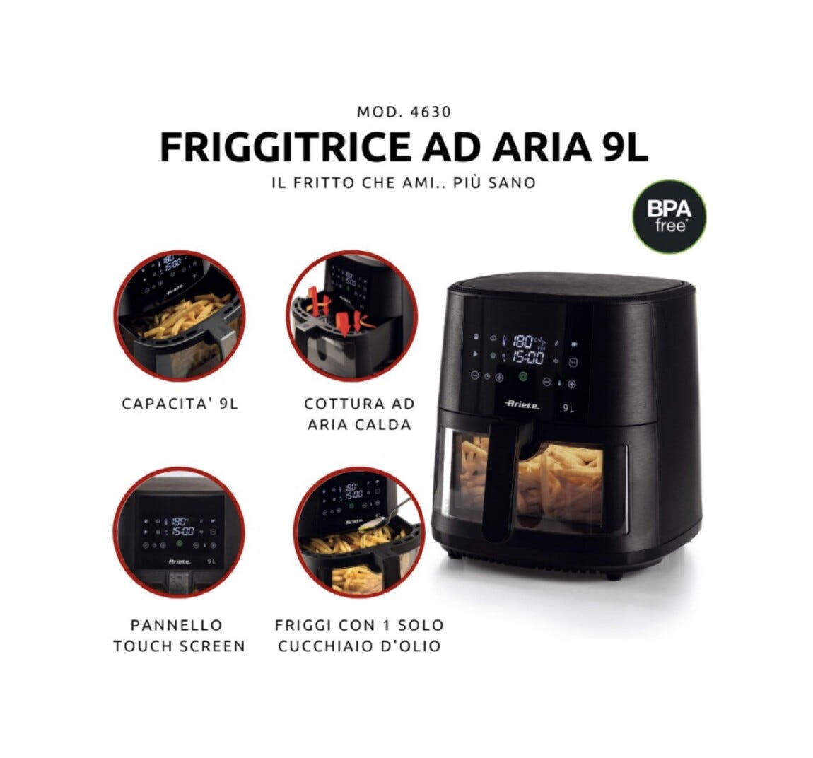 Ariete 4630/00 Friggitrice ad aria - 9 lt - nero