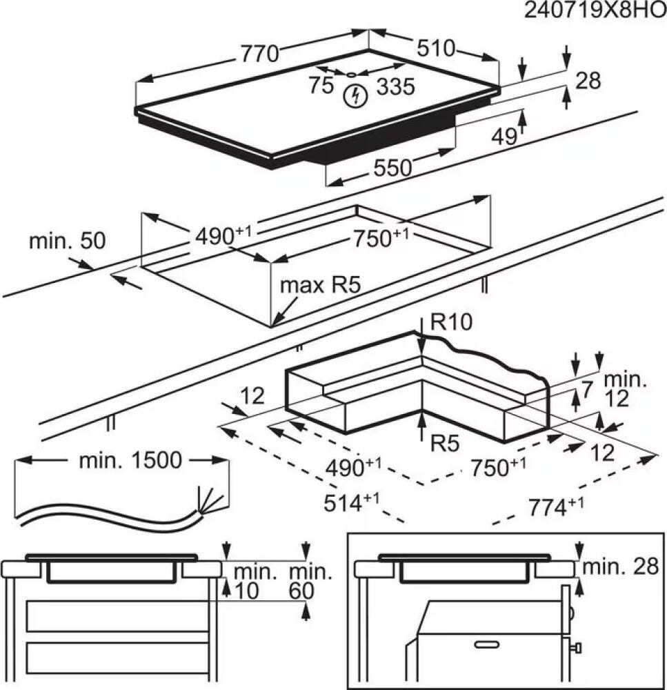 Electrolux EIS87453IZ Serie 800 Sense Boil Piano cottura a induzione cm. 77 - vetro nero