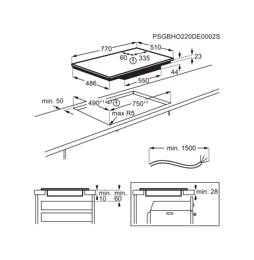 Electrolux EIS87453IZ Serie 800 Sense Boil Piano cottura a induzione cm. 77 - vetro nero