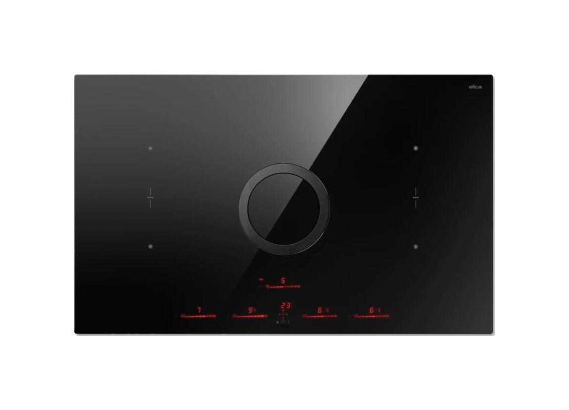 Elica NIKOLATESLA SWITCH EVO BL/A/83 Evo Collection Piano cottura induzione cm. 83, cappa integrata, vetro nero