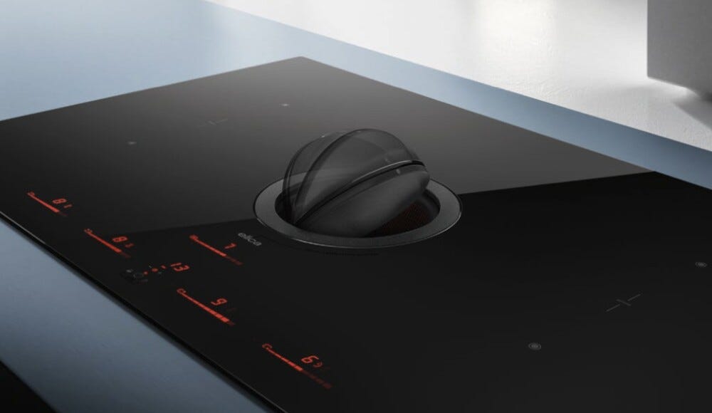 Elica NIKOLATESLA SWITCH EVO BL/A/83 Evo Collection Piano cottura induzione cm. 83, cappa integrata, vetro nero