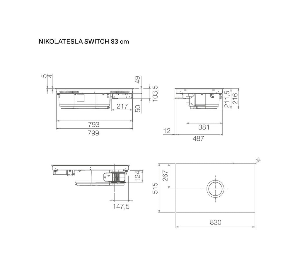 Elica NIKOLATESLA SWITCH EVO WH/A/83 Evo Collection Piano cottura induzione cm. 83, cappa integrata, vetro bianco
