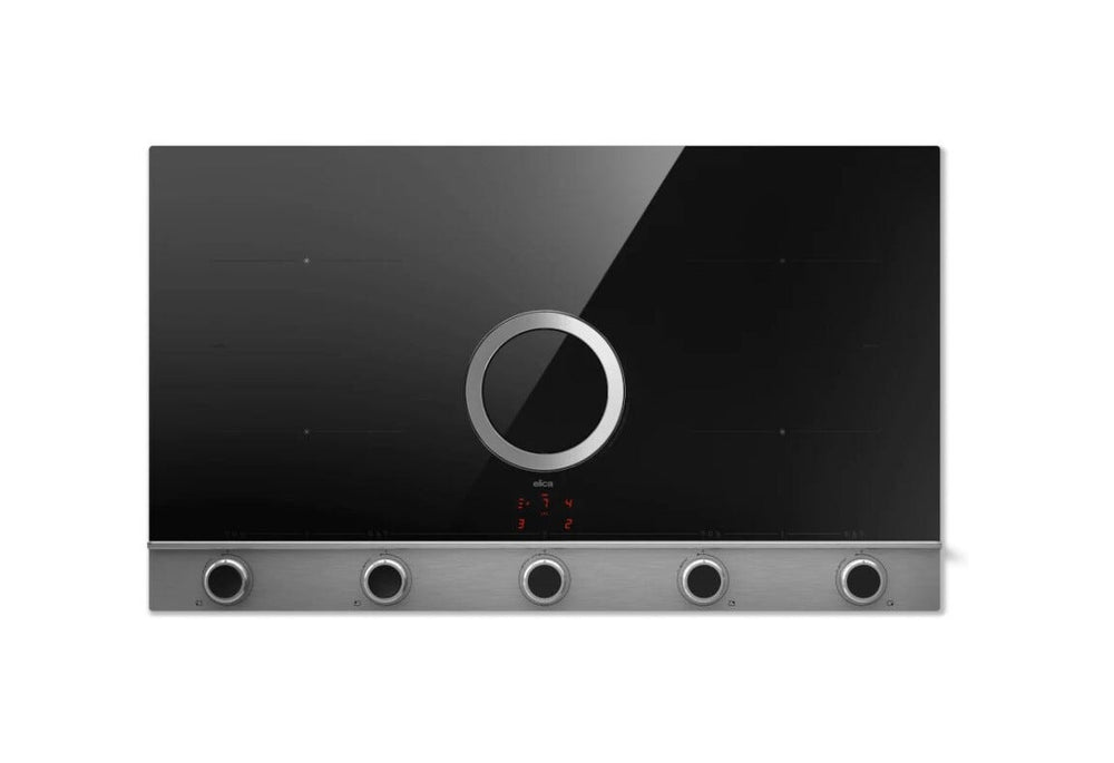 Elica NIKOLATESLA UNPLUGGED EVO IX/A/90 Evo collection Piano cottura induzione cm. 90, cappa integrata, vetro nero/inox