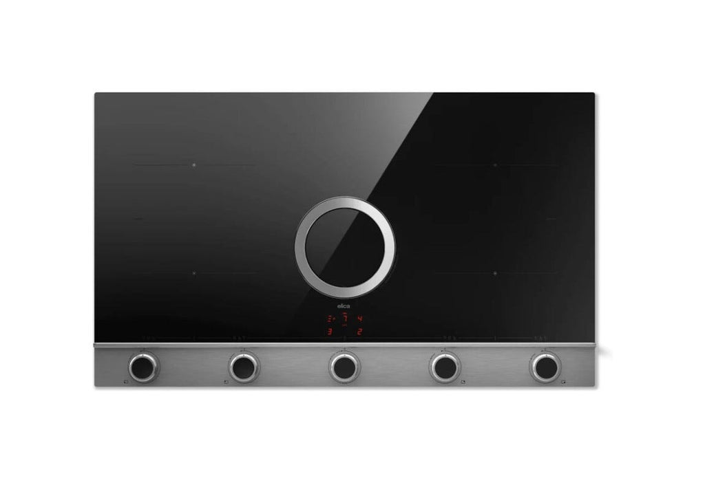 Elica NIKOLATESLA UNPLUGGED EVO IX/A/90 Evo collection Piano cottura induzione cm. 90, cappa integrata, vetro nero/inox